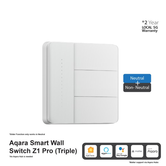 AQARA Smart Wall Switch Z1 Pro (Triple rocker / Gang) Support Apple HomeKit (Smart Light Switches)
